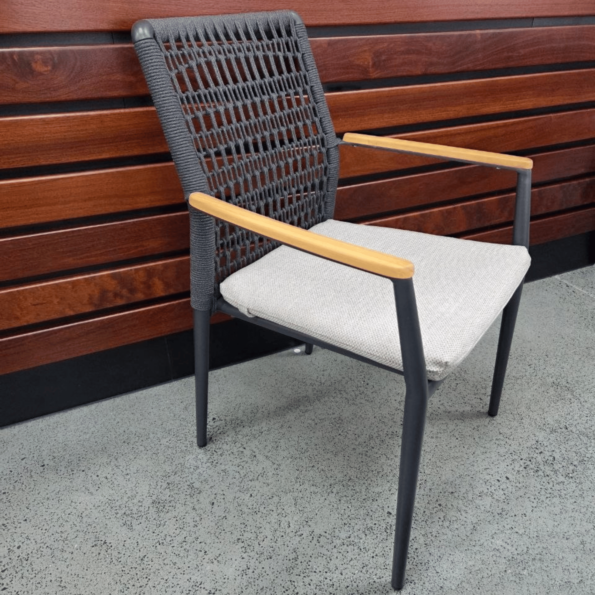 Ashton Extendable & Addis Rope 200-260x100cm 9pce Dining Setting - Charcoal/Oatmeal