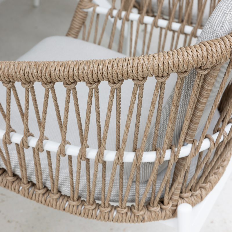 Amalfi aluminium outdoor dining chair - white coconut