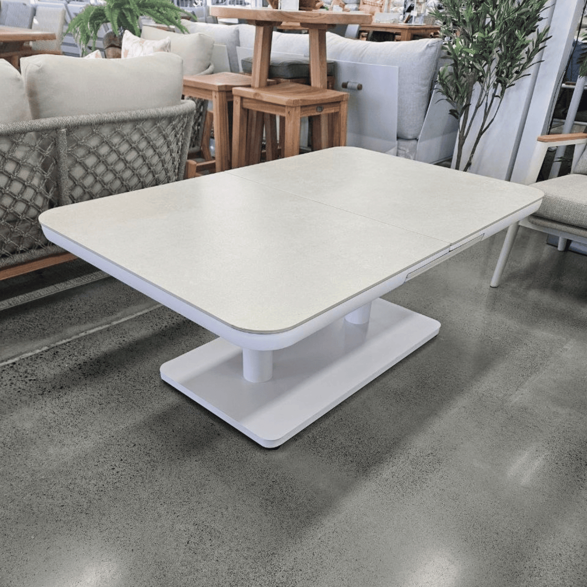 Ashton Adjustable Height & Extendable 140-180x90cm Coffee to Dining Table - White