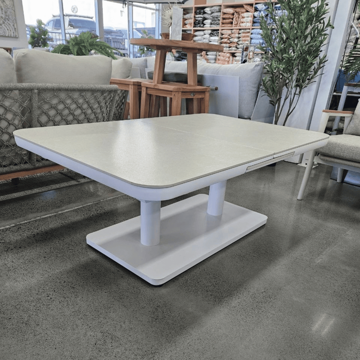 Ashton Adjustable Height & Extendable 140-180x90cm Coffee to Dining Table - White