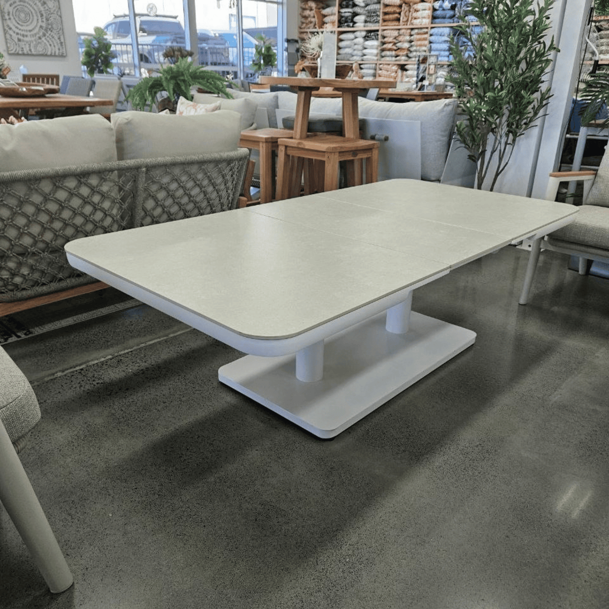 Ashton Adjustable Height & Extendable 140-180x90cm Coffee to Dining Table - White