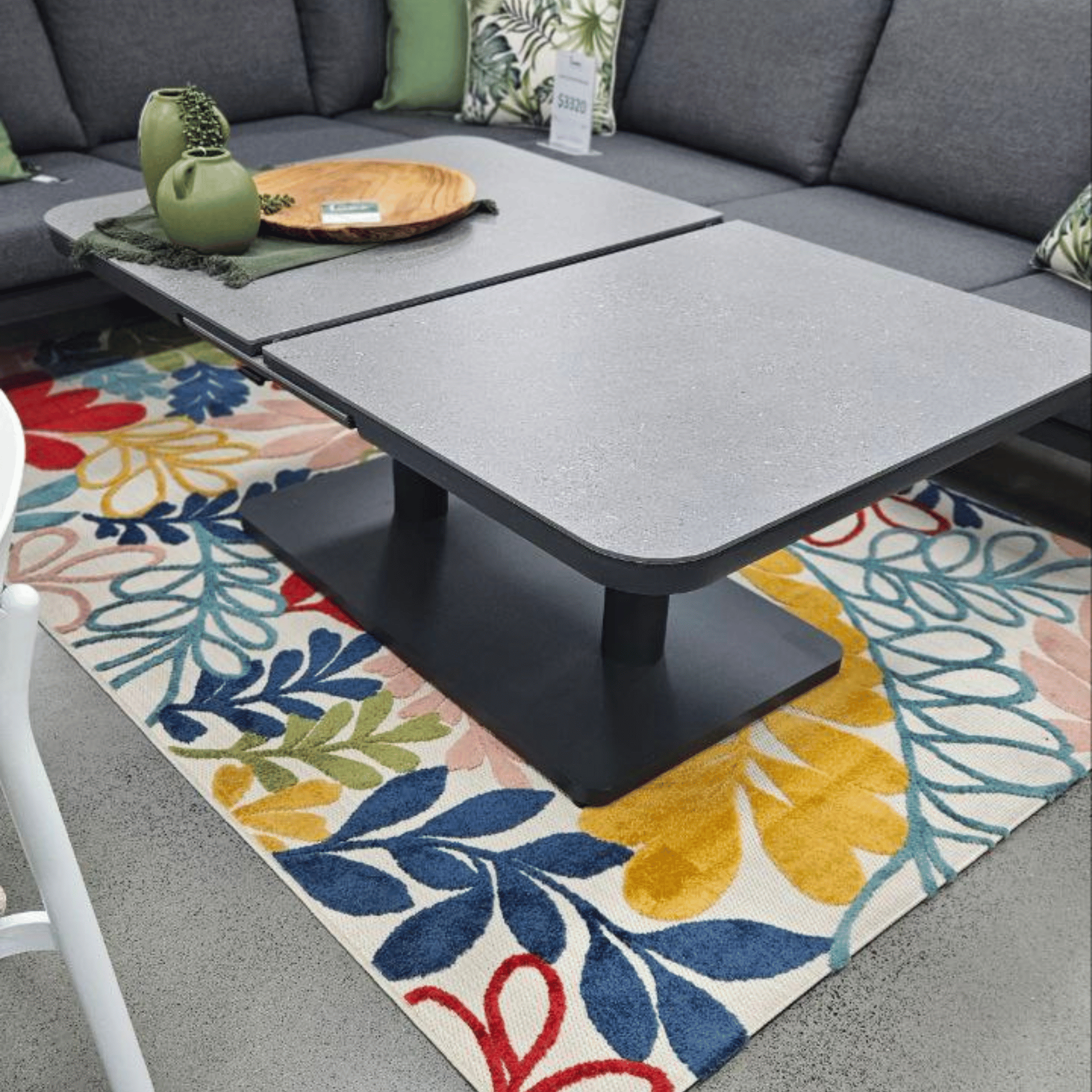 Ashton Height Adjustable & Extendable Table - Charcoal/Bottega