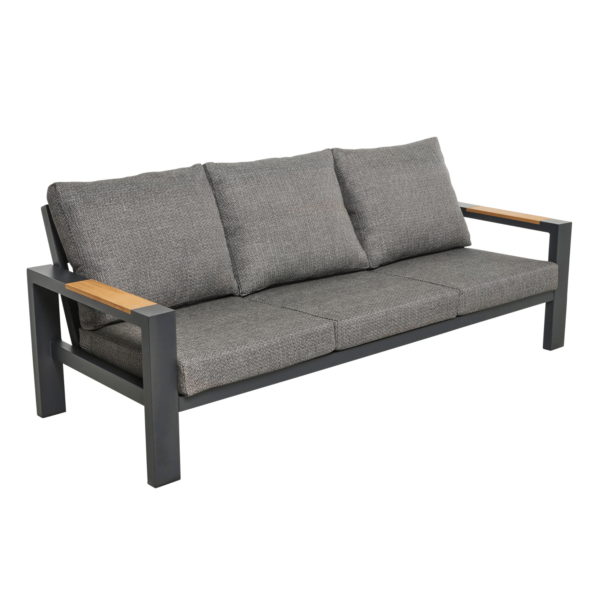 Aspen Teak Detail 4pce Lounge Setting - Charcoal/Charcoal Texture