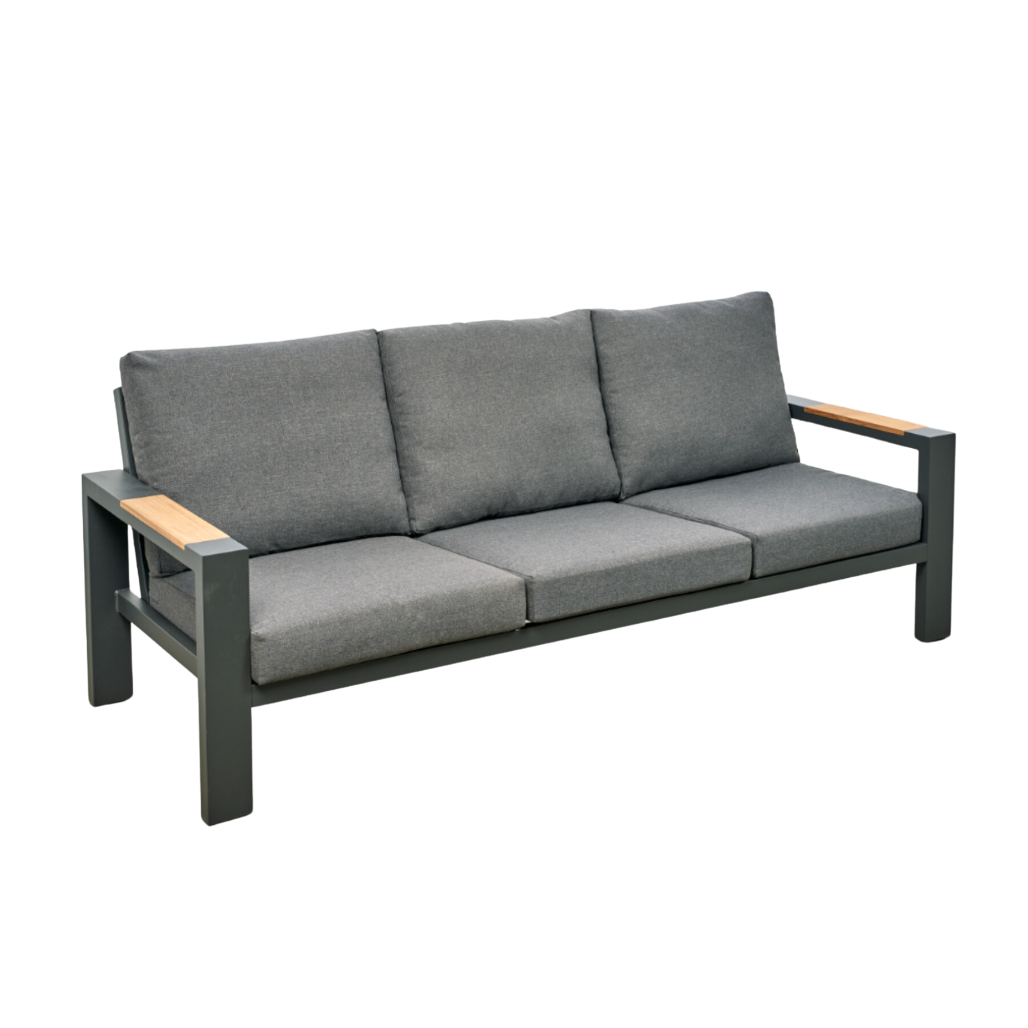 Aspen charcoal aluminium lounge - 4 piece outdoor lounge setting with teak accents