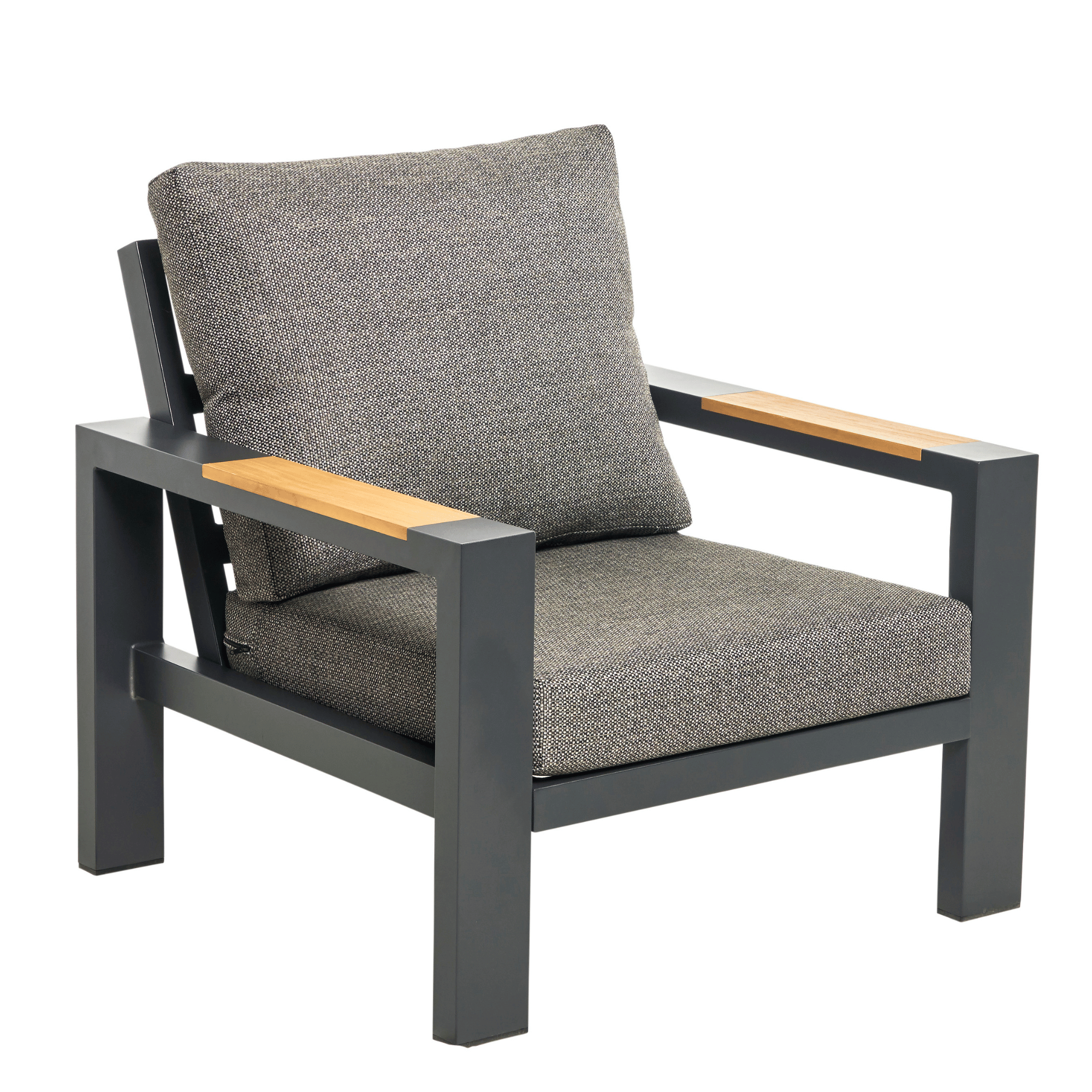 Aspen Teak Detail 3pce Lounge Setting - Charcoal/Charcoal Texture