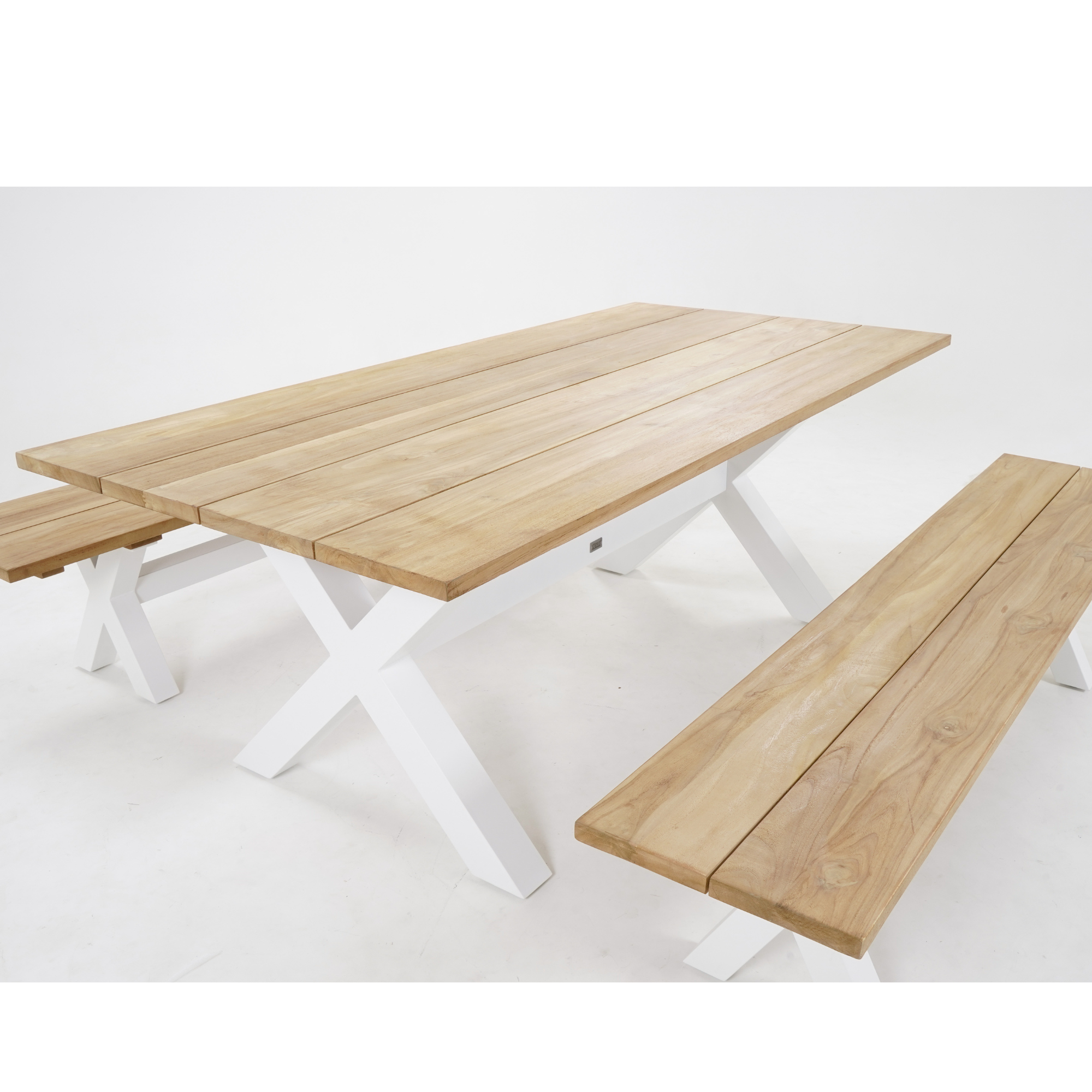 Bellona outdoor bench setting - white 210cm