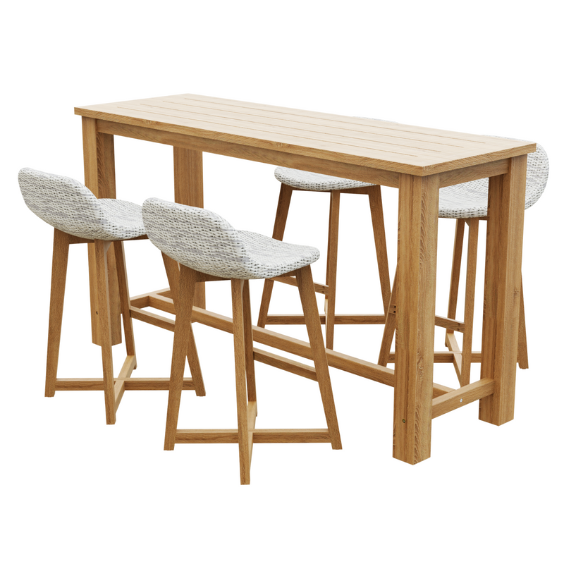 Belmont 180cm table with Danske bar stool - Kubu grey - 5 piece outdoor bar setting