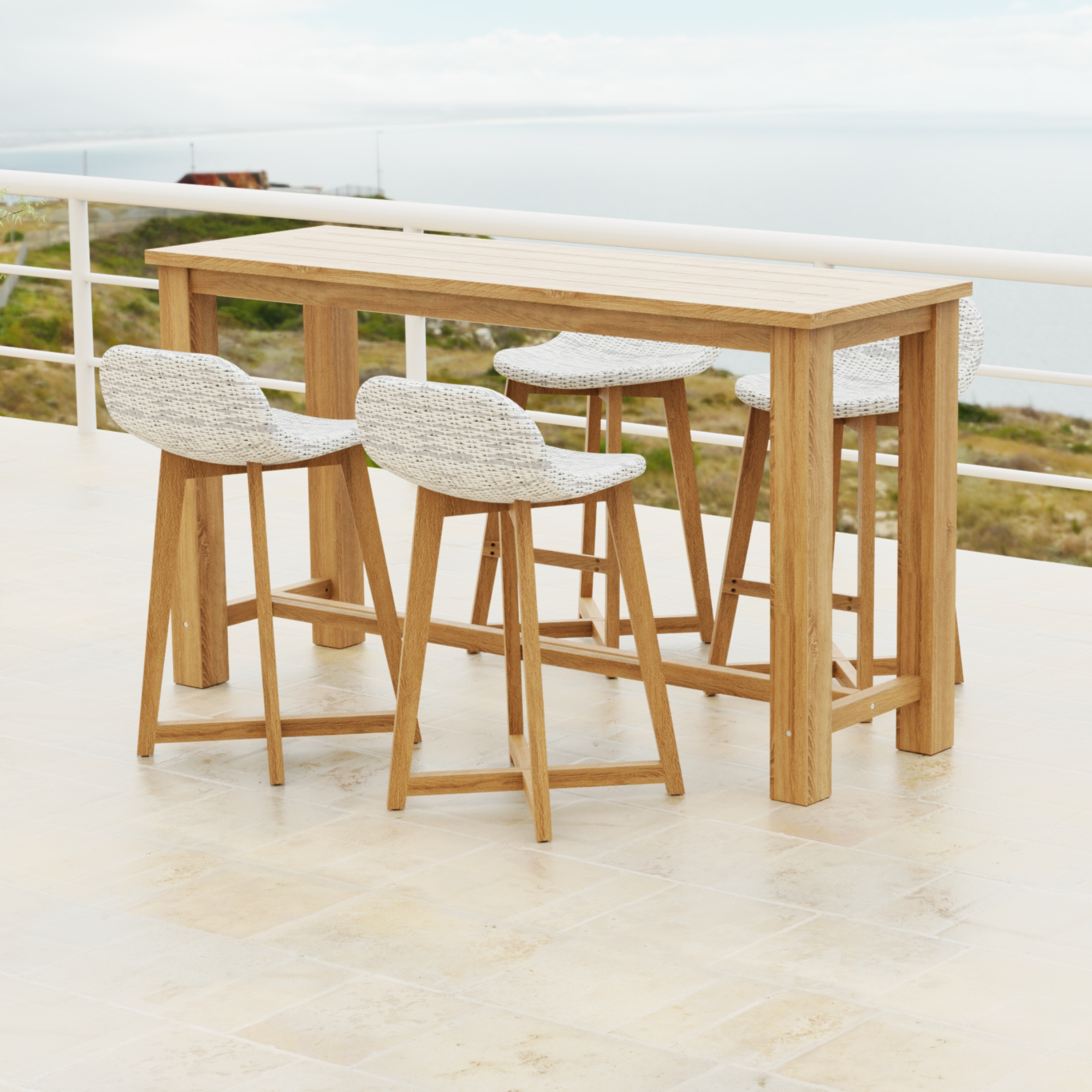 Belmont 180cm table with Danske bar stool - Kubu grey - 5 piece outdoor bar setting