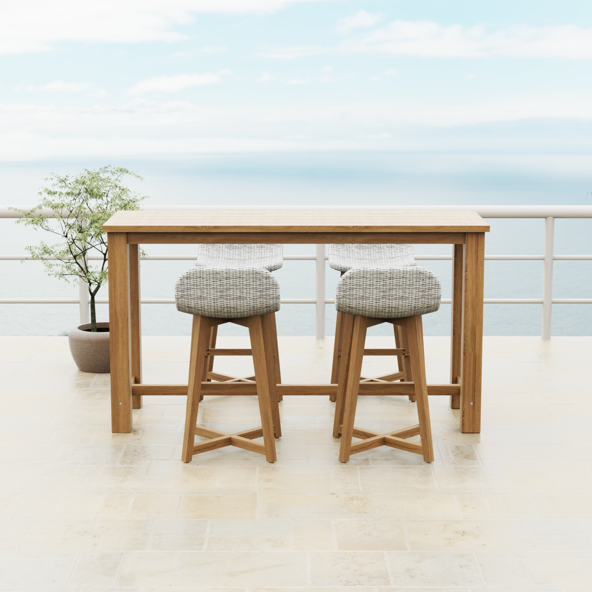 Belmont 180cm table with Danske bar stool - Kubu grey - 5 piece outdoor bar setting