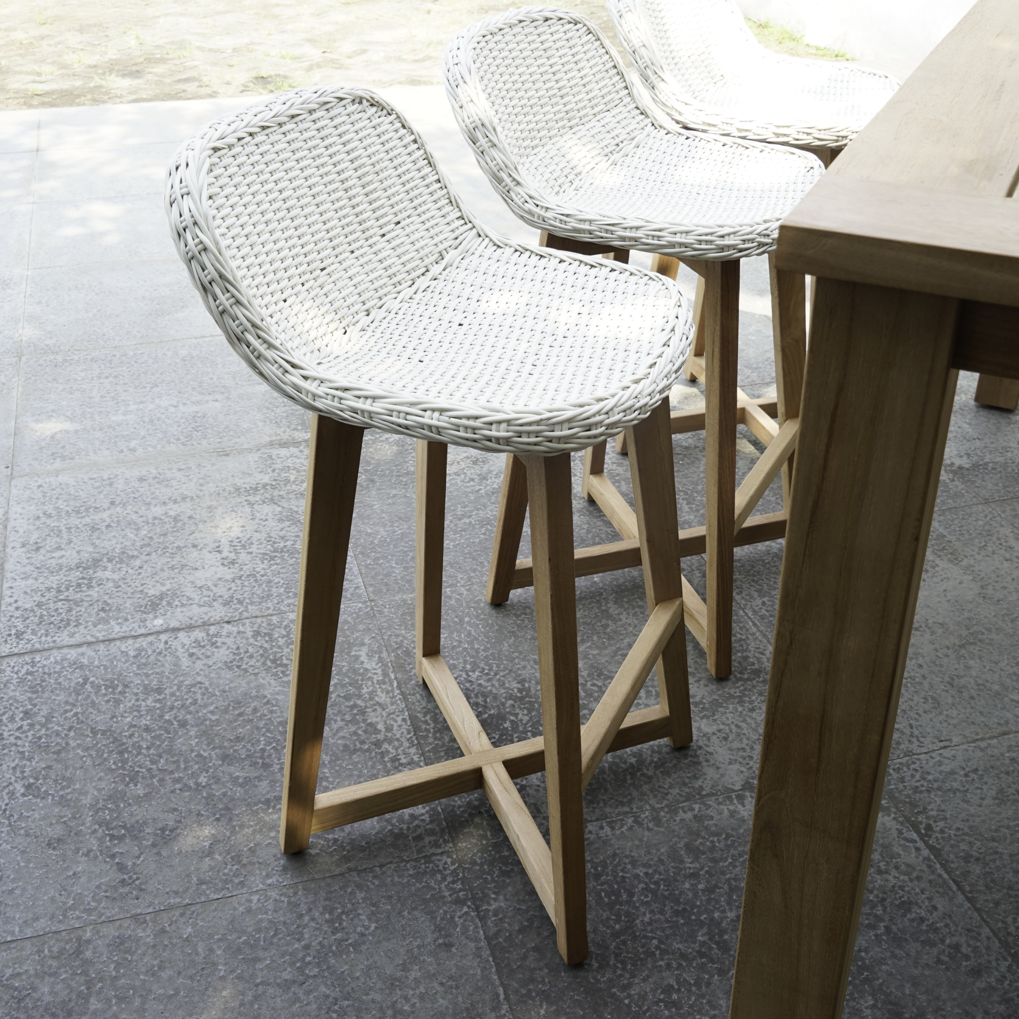 Danske Outdoor Bar Stool - teak and wicker