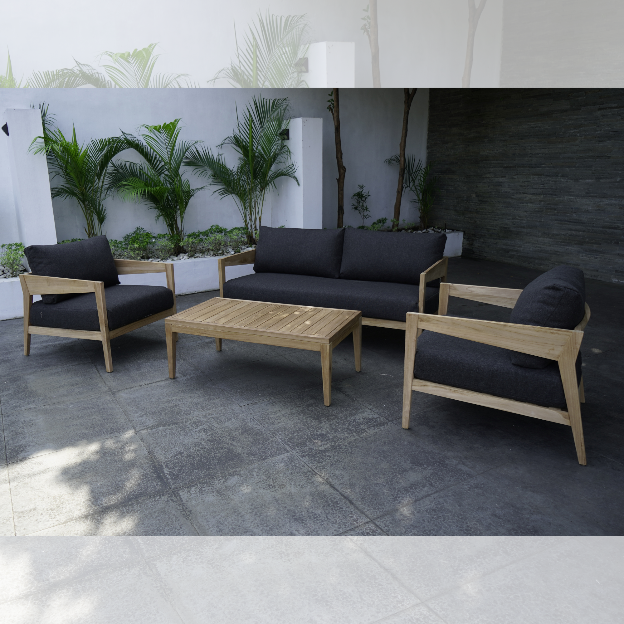 Caldena teak lounge setting - 4 piece outdoor lounge set - CB 090