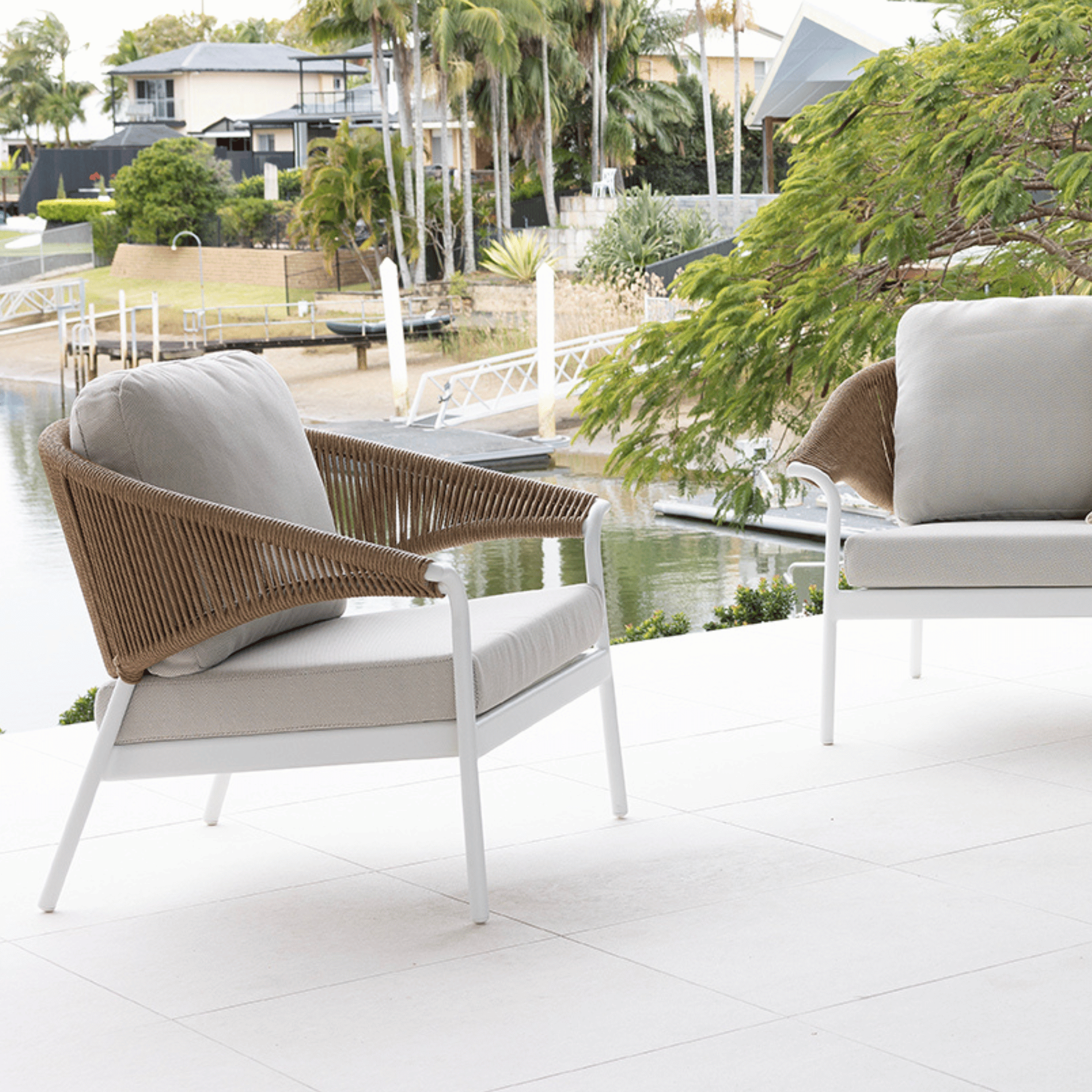 Celia 4 piece Outdoor Lounge Setting - White / Natural
