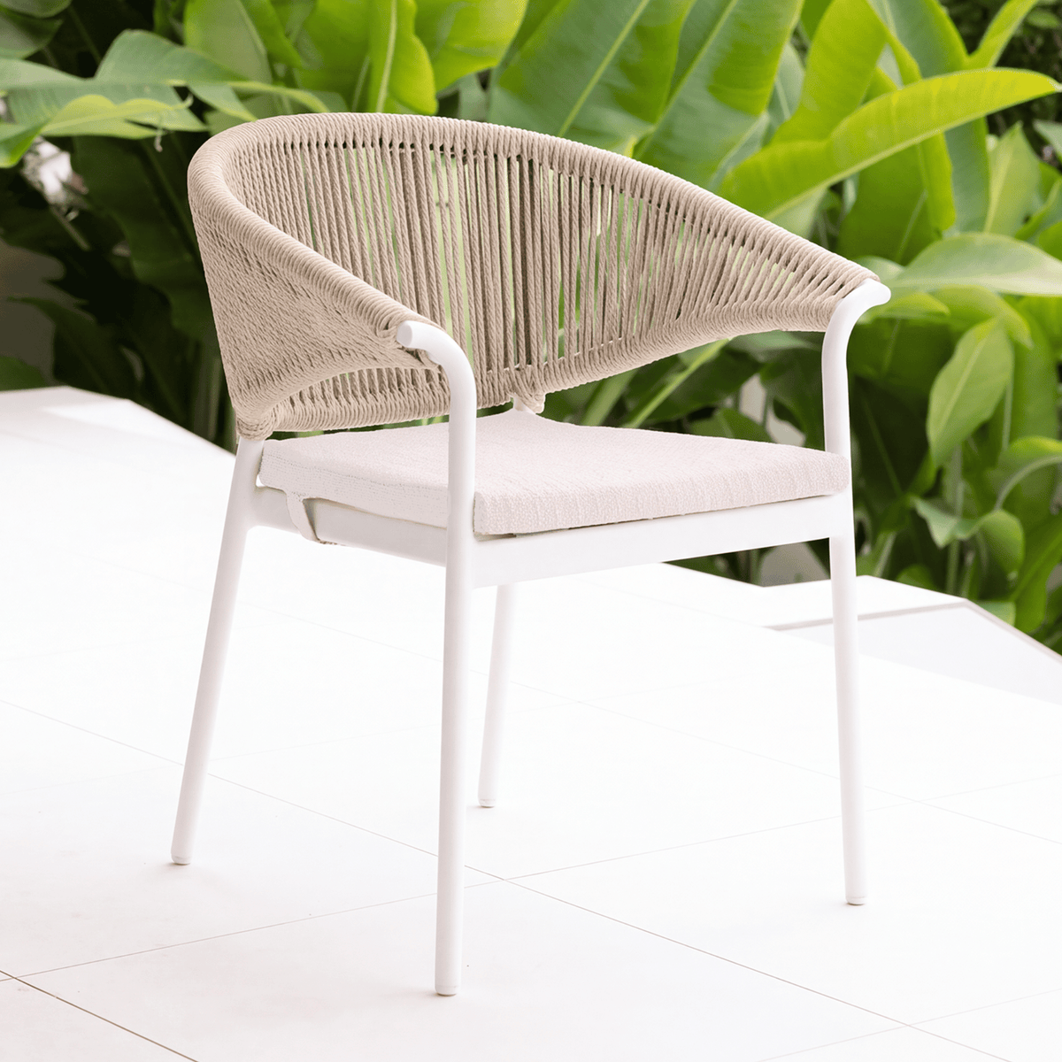 Celia Dining Chair - White/Beige Boucle