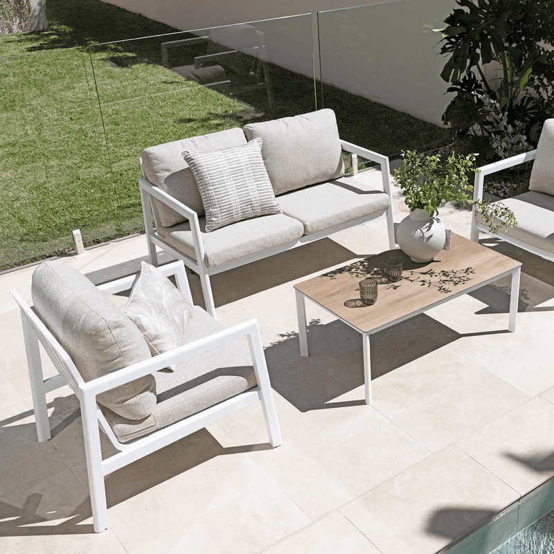 Cruz 4 piece Outdoor Lounge Setting White/Natural