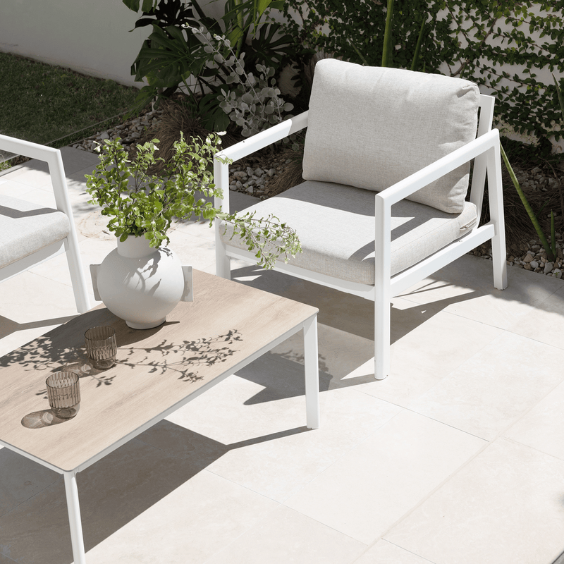 Cruz 4 piece Outdoor Lounge Setting White/Natural