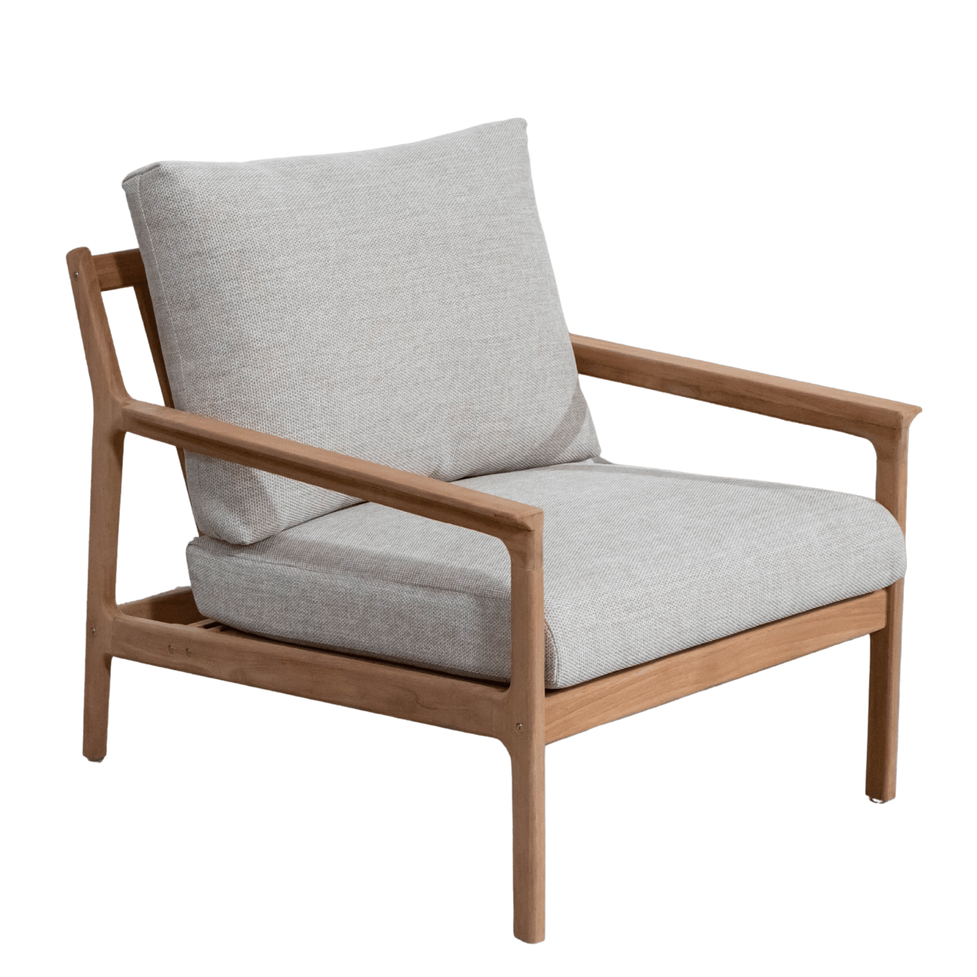 Cuba single teak armchair - beige cushions
