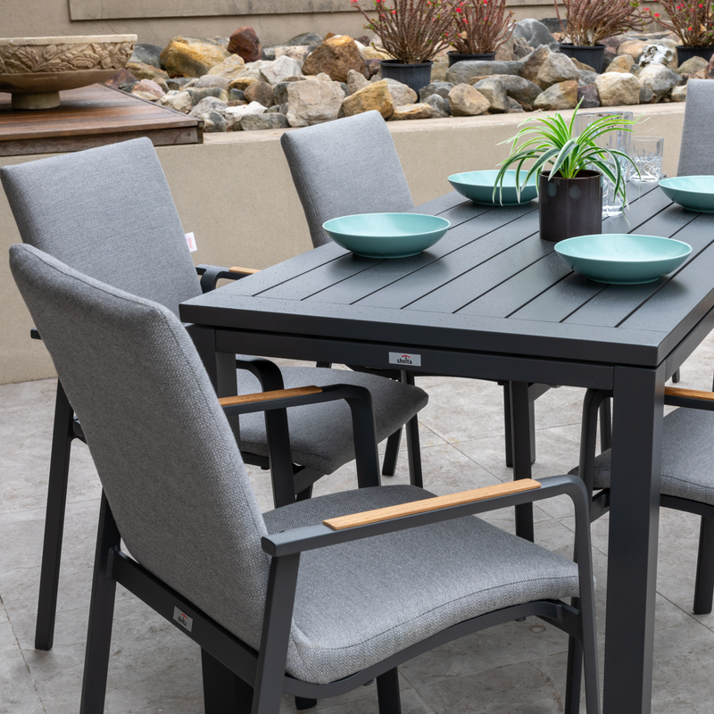 Diamond Padded Aluminium Outdoor Dining Chair - Charcoal