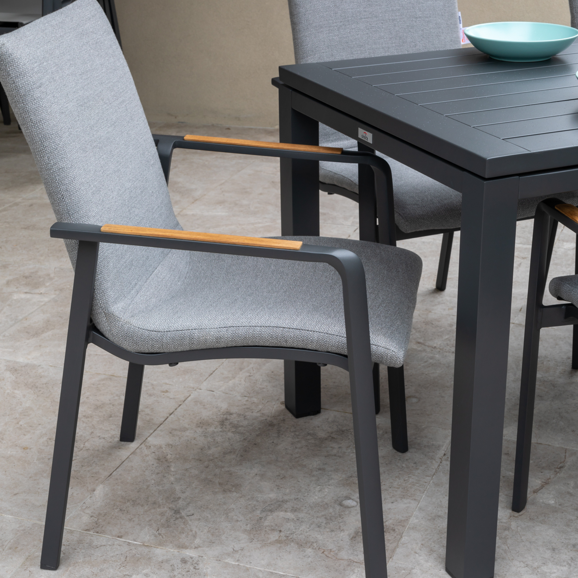 Diamond Padded Aluminium Outdoor Dining Chair - Charcoal