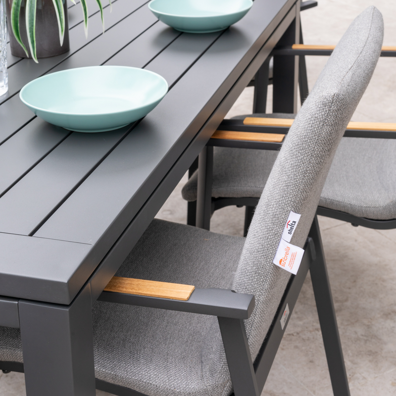 Diamond Padded Aluminium Outdoor Dining Chair - Charcoal