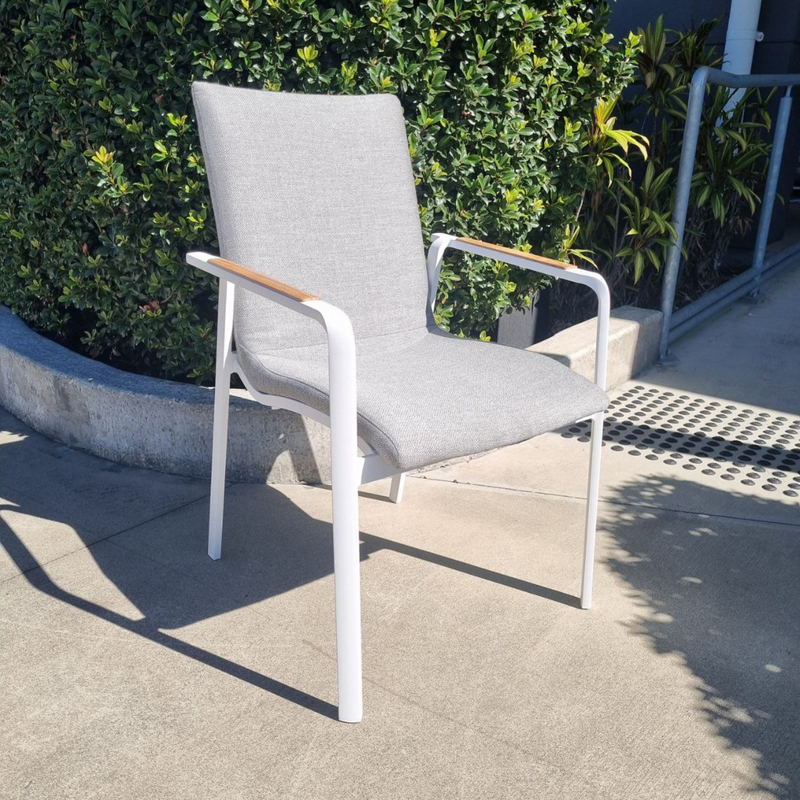 Diamond Padded Aluminium Outdoor Dining Chair - White
