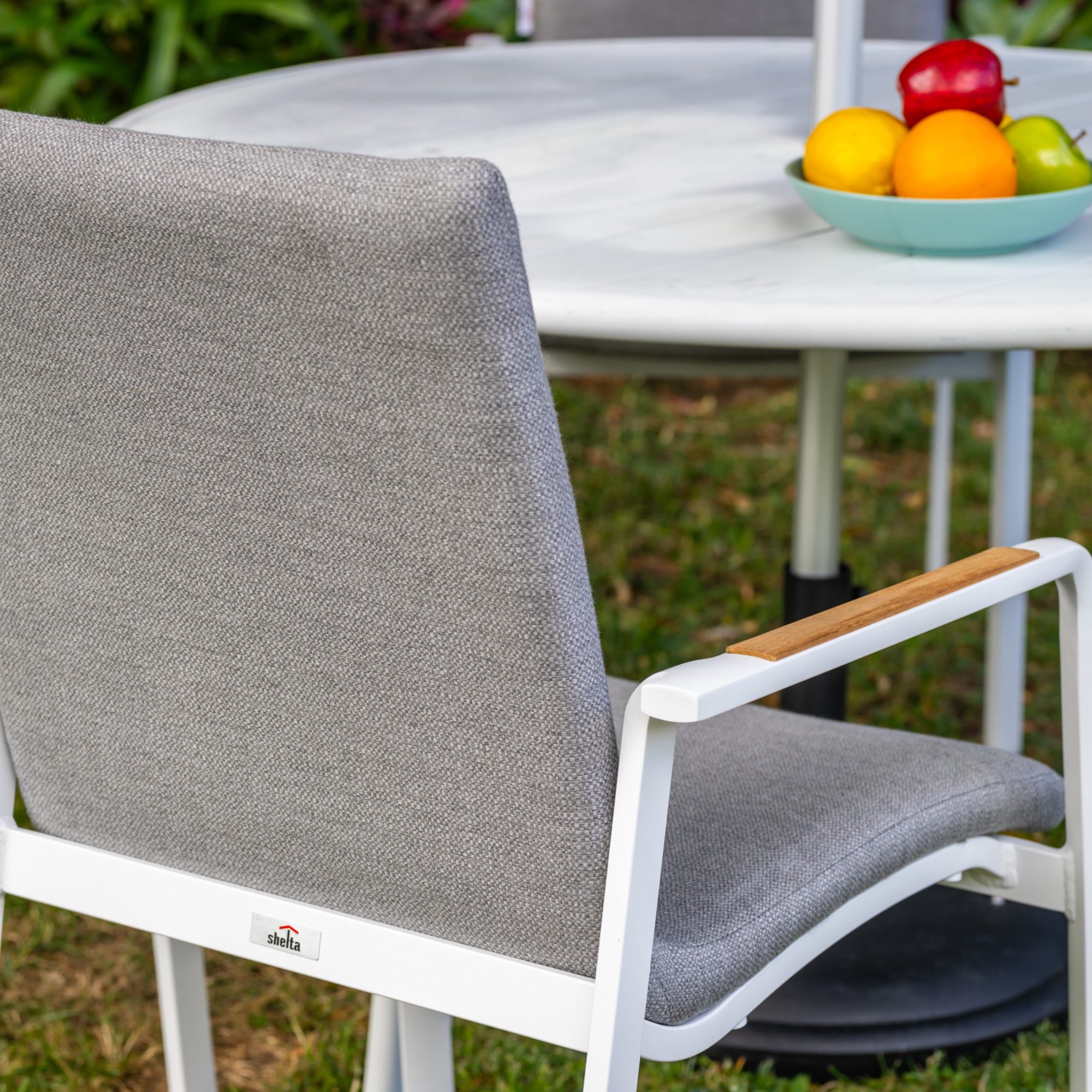 Diamond Padded Aluminium Outdoor Dining Chair - White