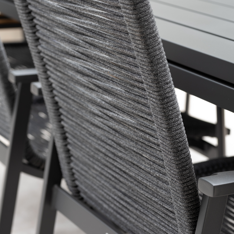 Diamond Rope & Aluminium Outdoor Dining Chair - Charcoal