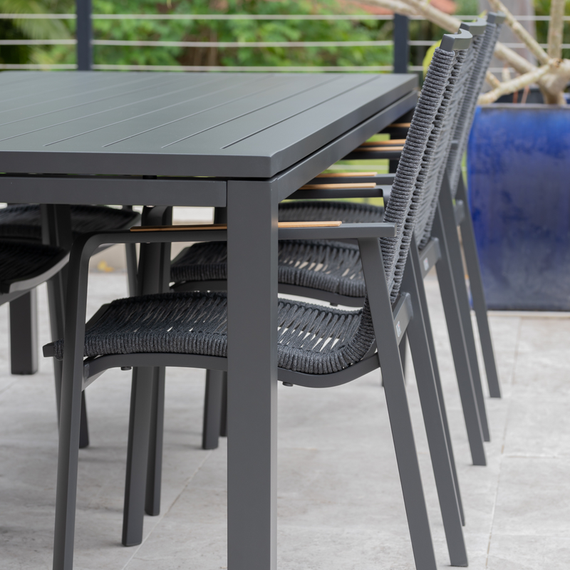 Diamond Rope & Aluminium Outdoor Dining Chair - Charcoal