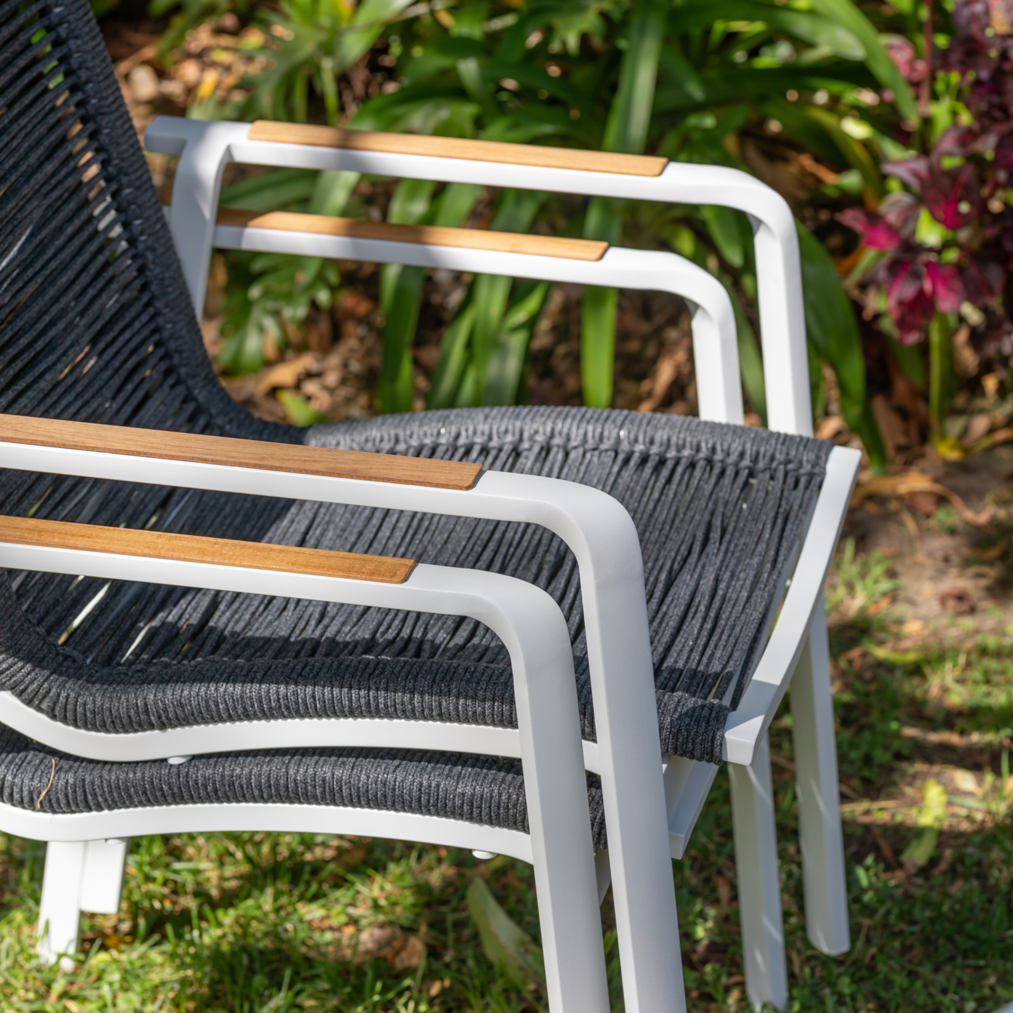 Diamond Rope & Aluminium Outdoor Dining Chair - White