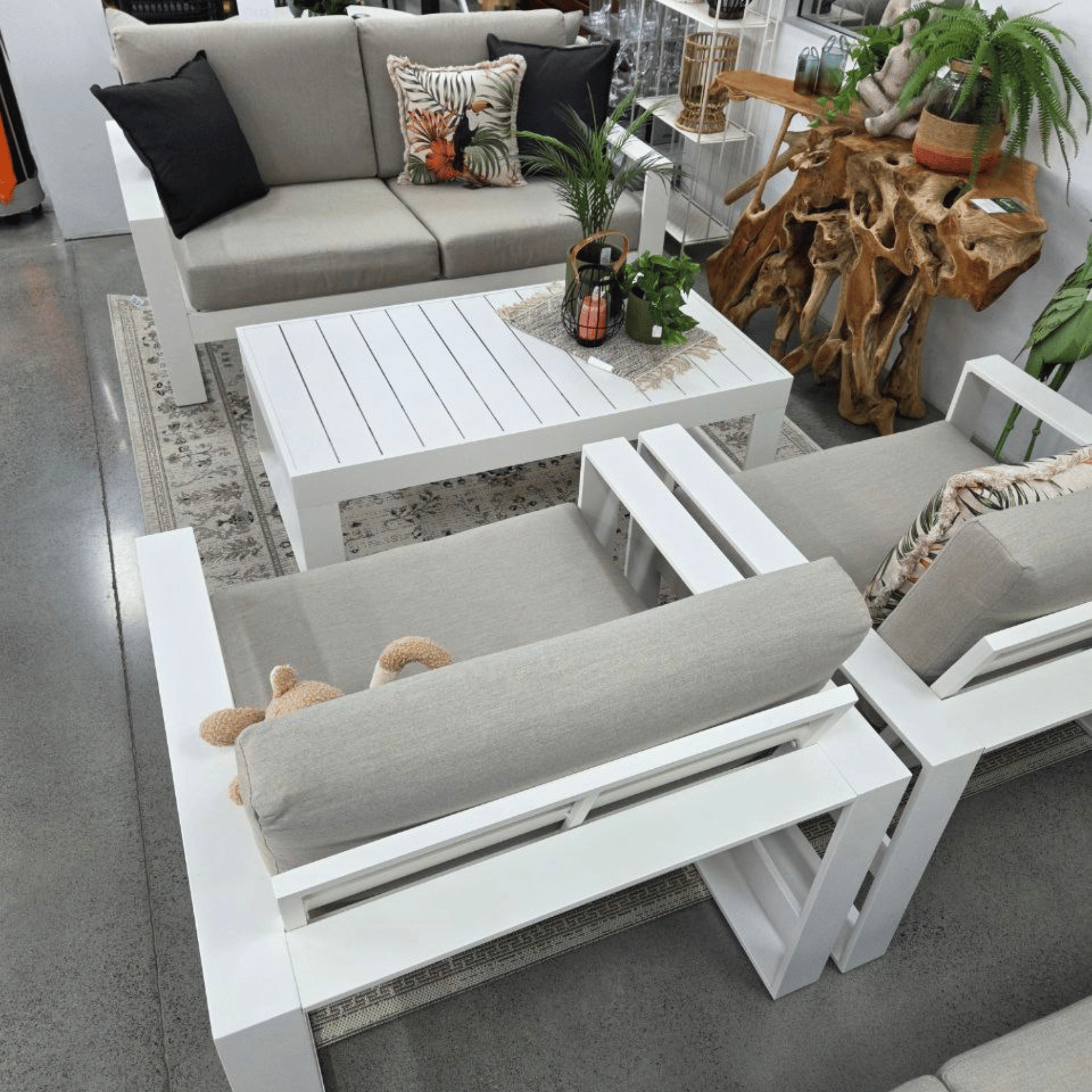 Douglas 4pce Lounge Setting - White/Beige