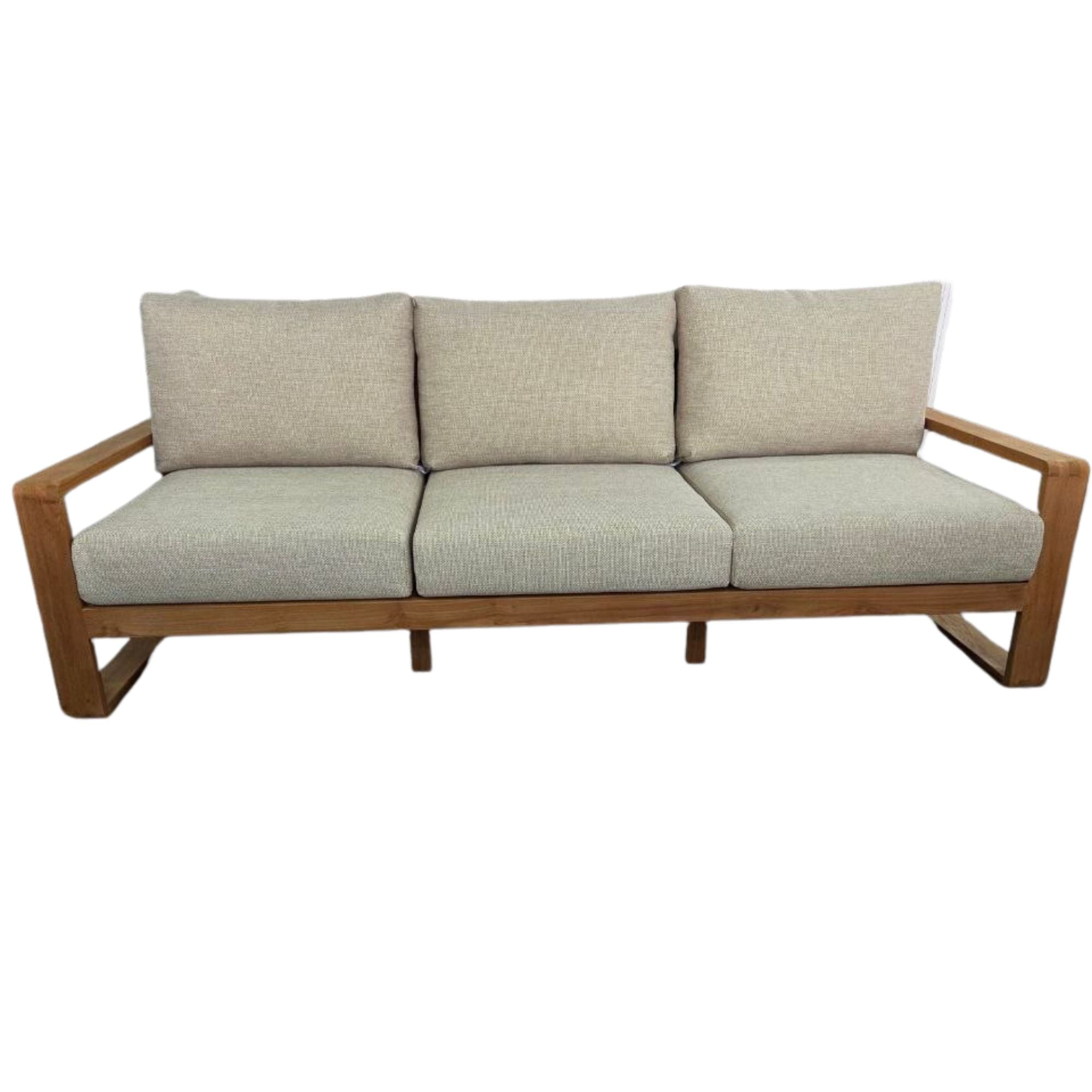 Honolulu 3-Seater Lounge Chair - Volga 140 beige cushions on teak