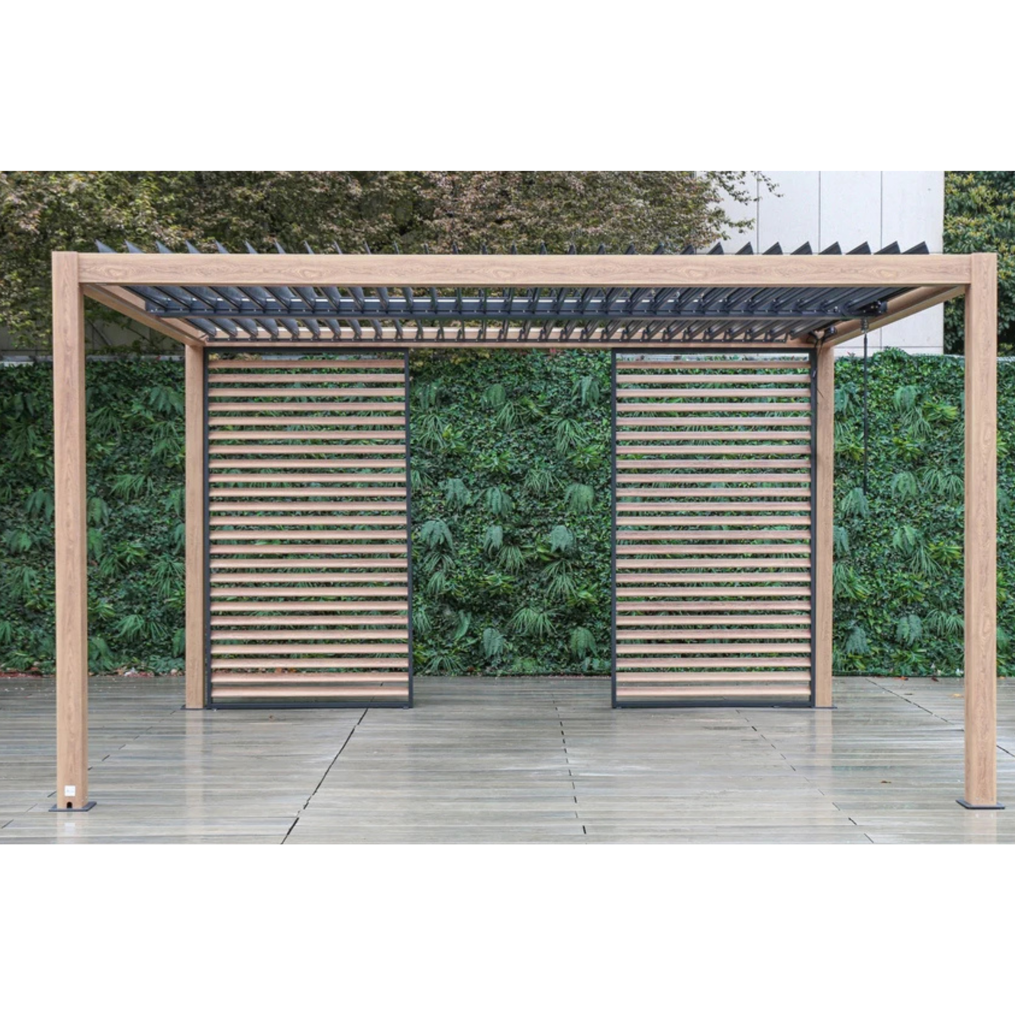 Kayden Semi Permanent Aluminium Pergola - wood-look BASE/FRAME ONLY - 2 sizes