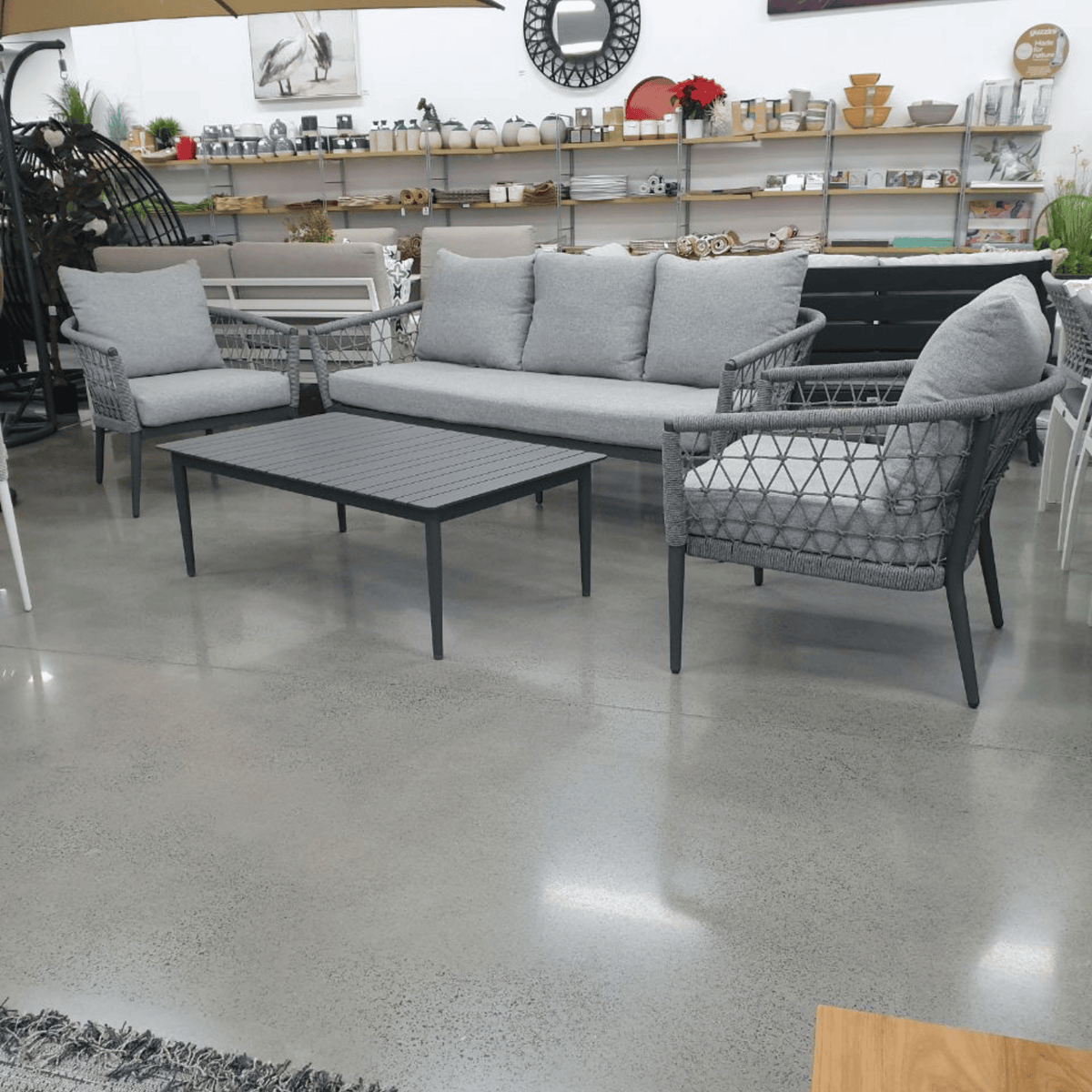 Kinsley 4pce Lounge Setting with 3-seater - Charcoal