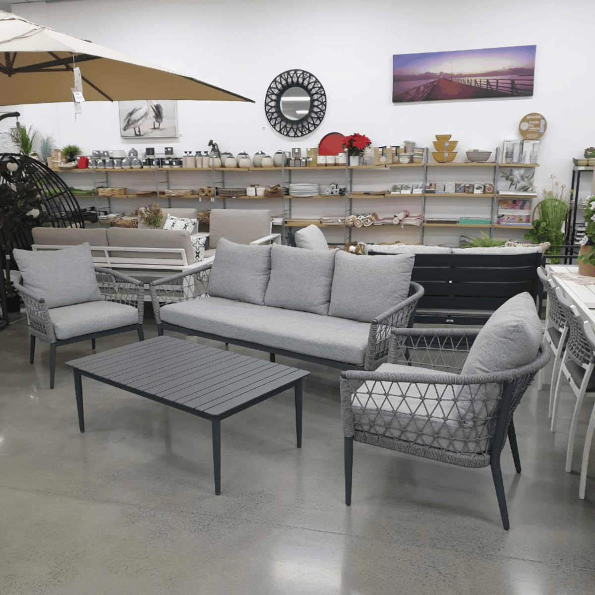 Kinsley 4pce Lounge Setting with 3-seater - Charcoal