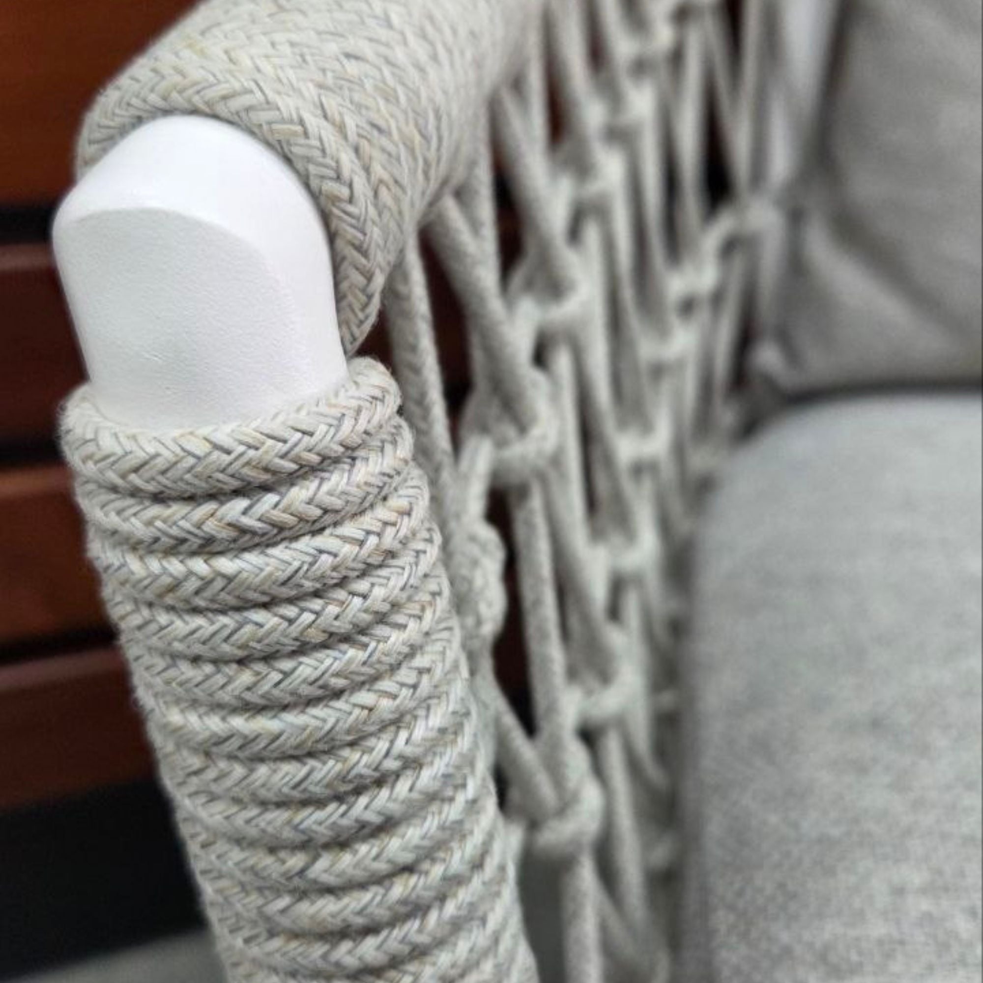 Arm detail of Kinsley Rope Dining Chair - White