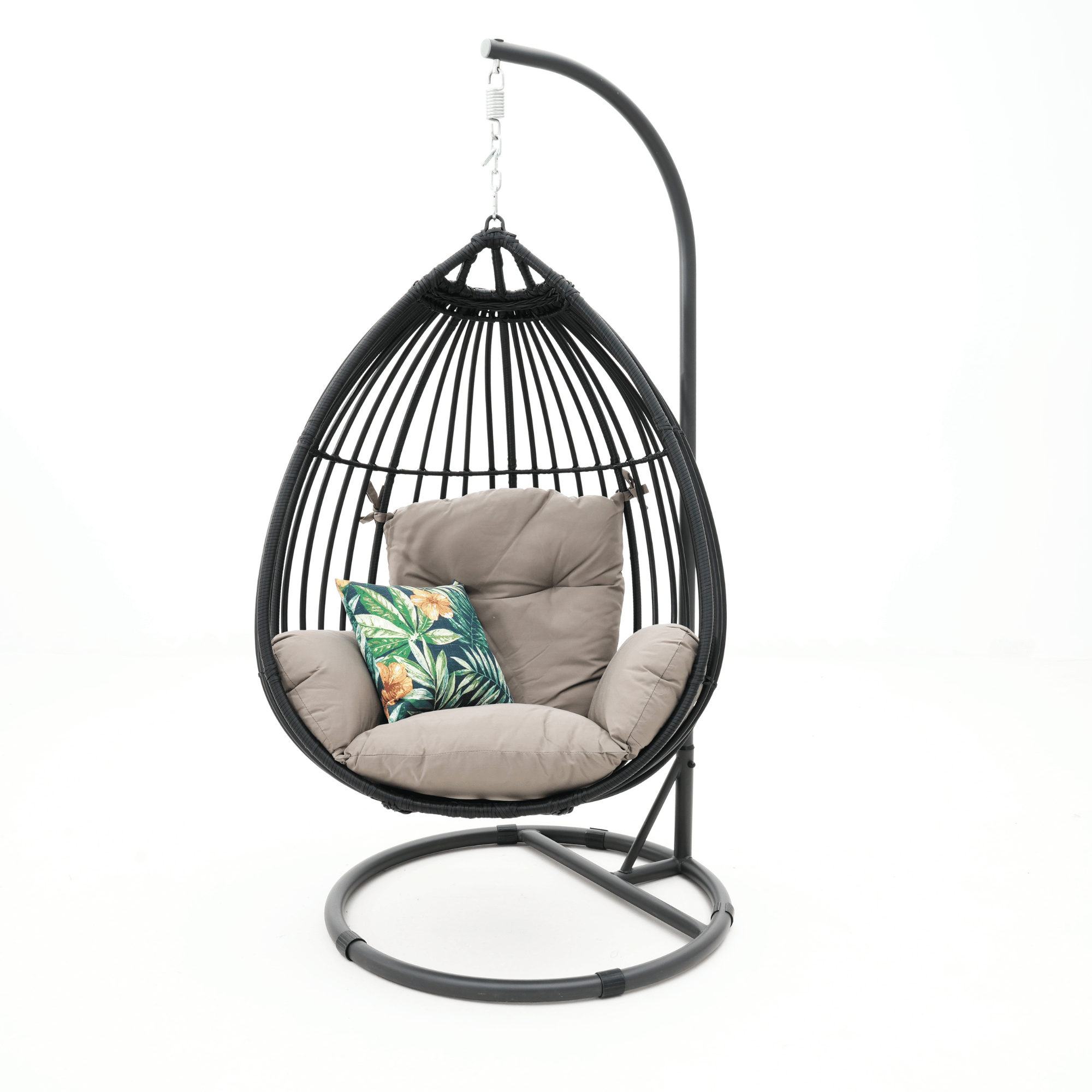 Koala Hanging Wicker Egg Chair - Black