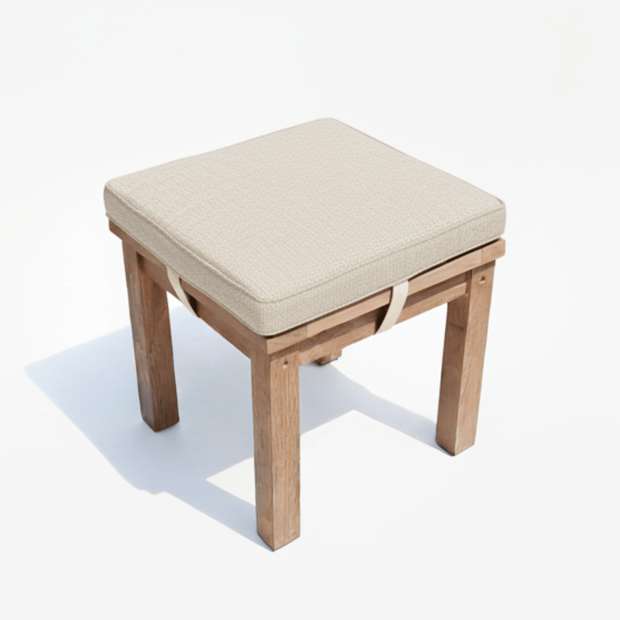 Lombok 45cm Teak Ottoman - Wheat