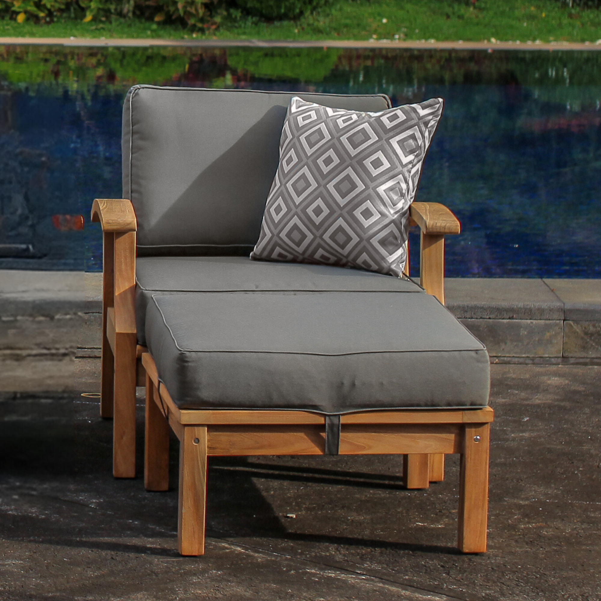 Lombok single lounge chair with footstool - 2 piece outdoor chair and ottoman