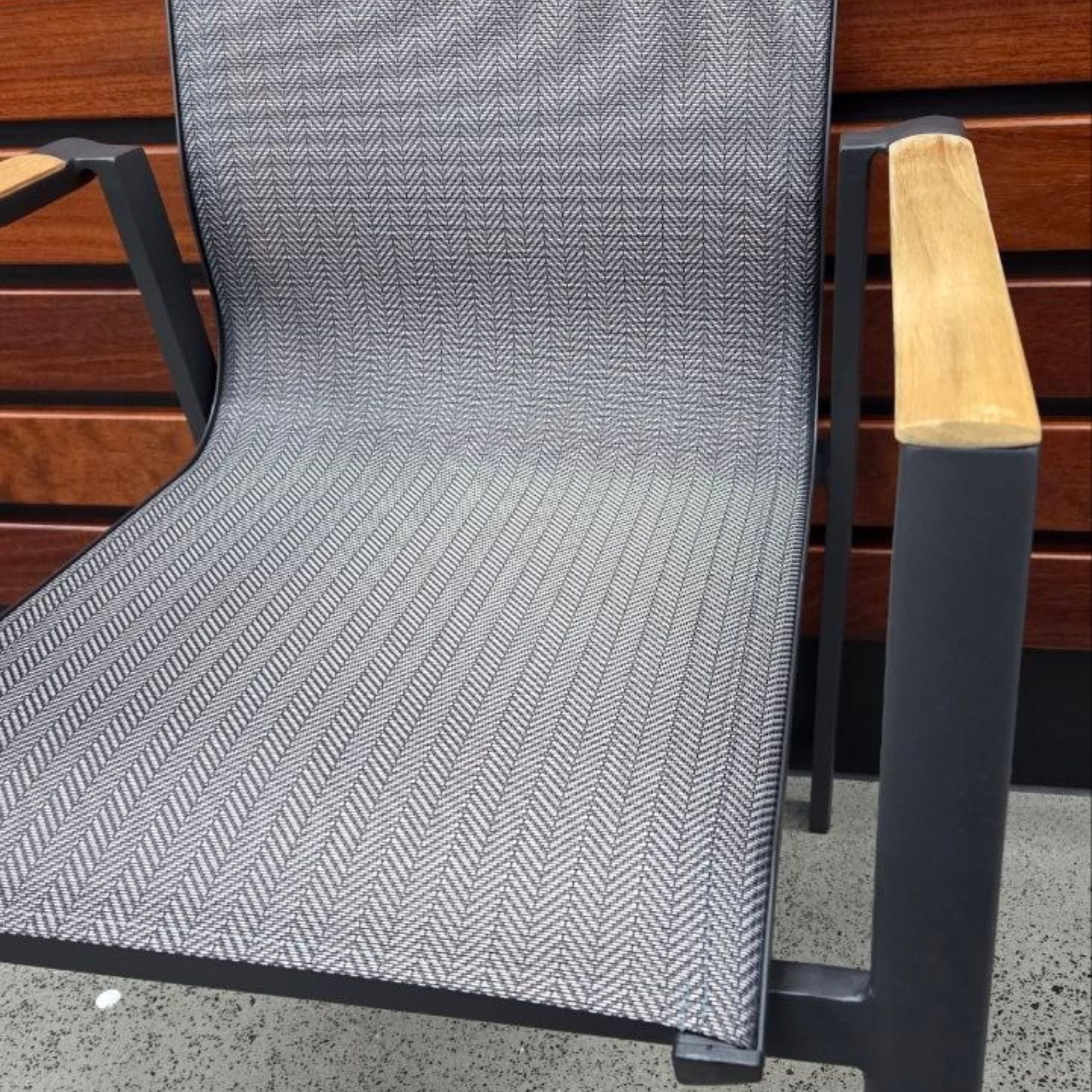 Luca Dining Chair - Charcoal frame and Charcoal Aztec textilene sling