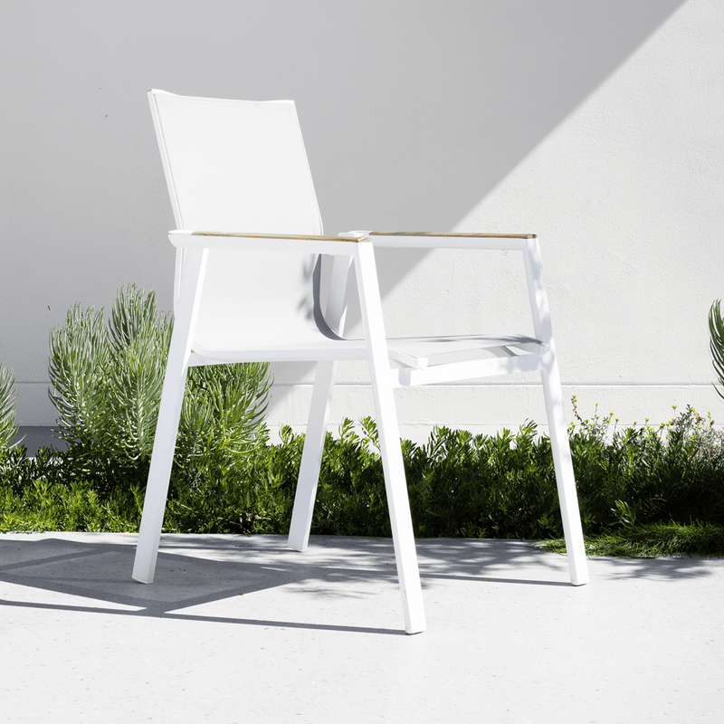 Luca Sling Outdoor Dining Chair White/Wheat