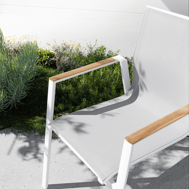 Luca Sling Outdoor Dining Chair White/Wheat