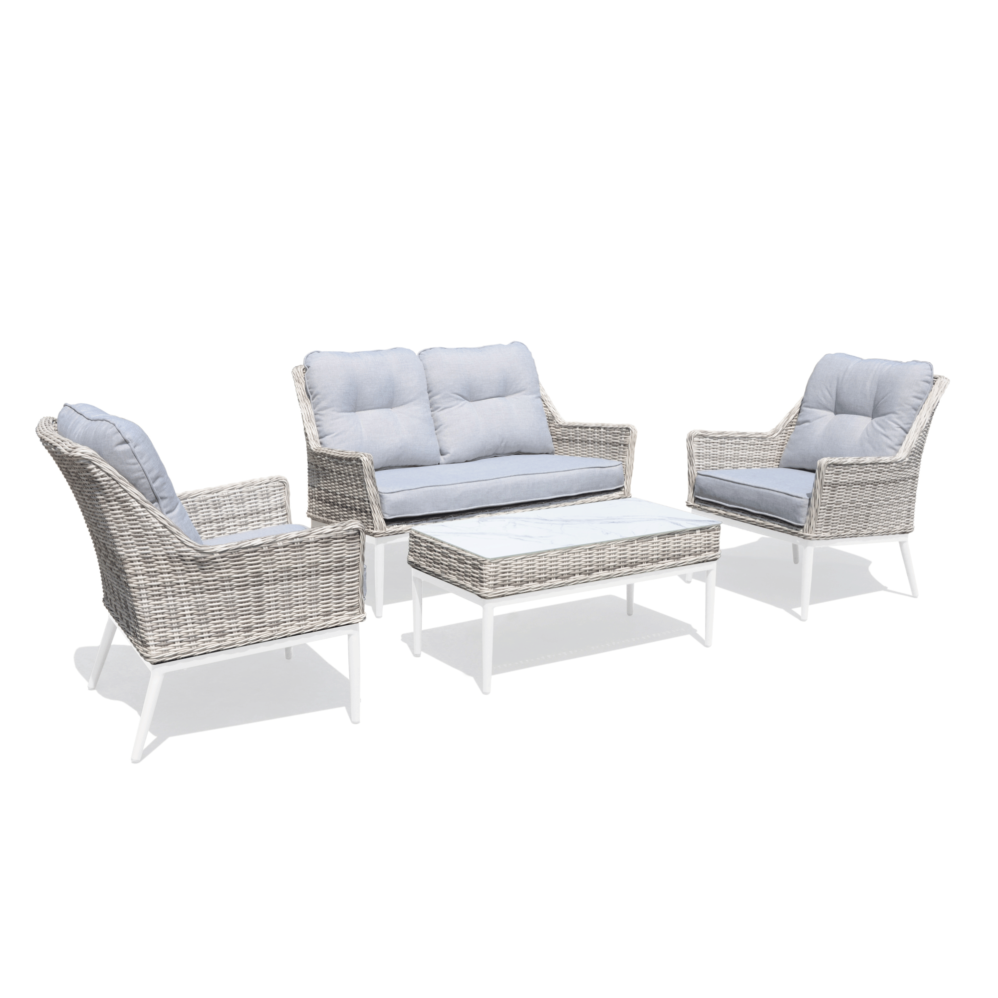 Lucas 4-piece Outdoor Wicker Lounge - Zen White