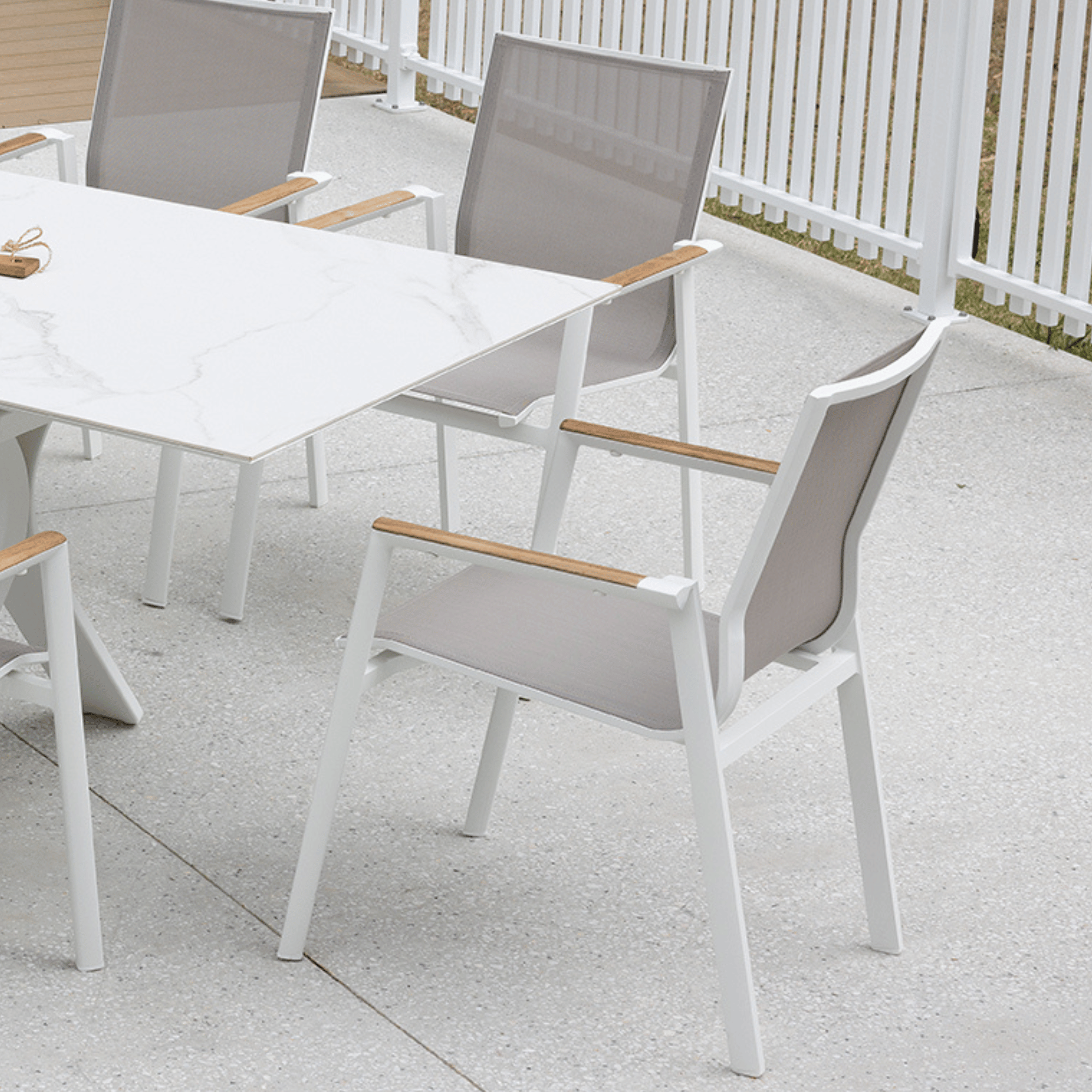 Luca Sling Outdoor Dining Chair White/Wheat