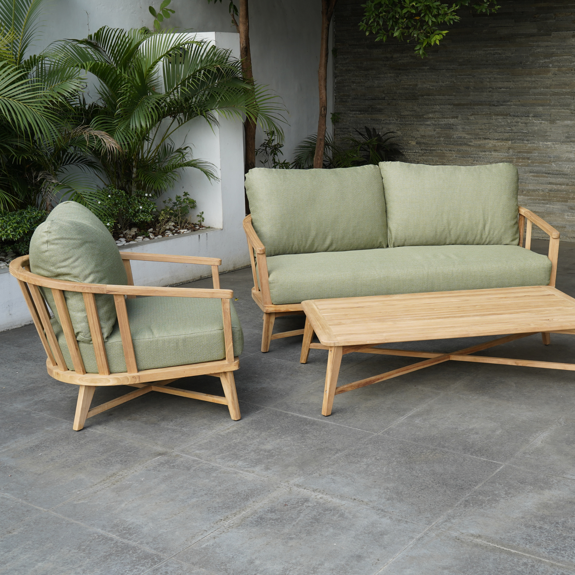 Lyon teak lounge setting - 4 piece outdoor lounge - Fontelina 071