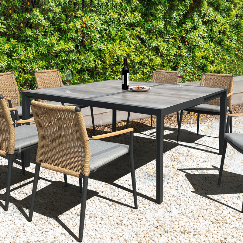 Memphis Square outdoor extension dining table 90-150cm charcoal