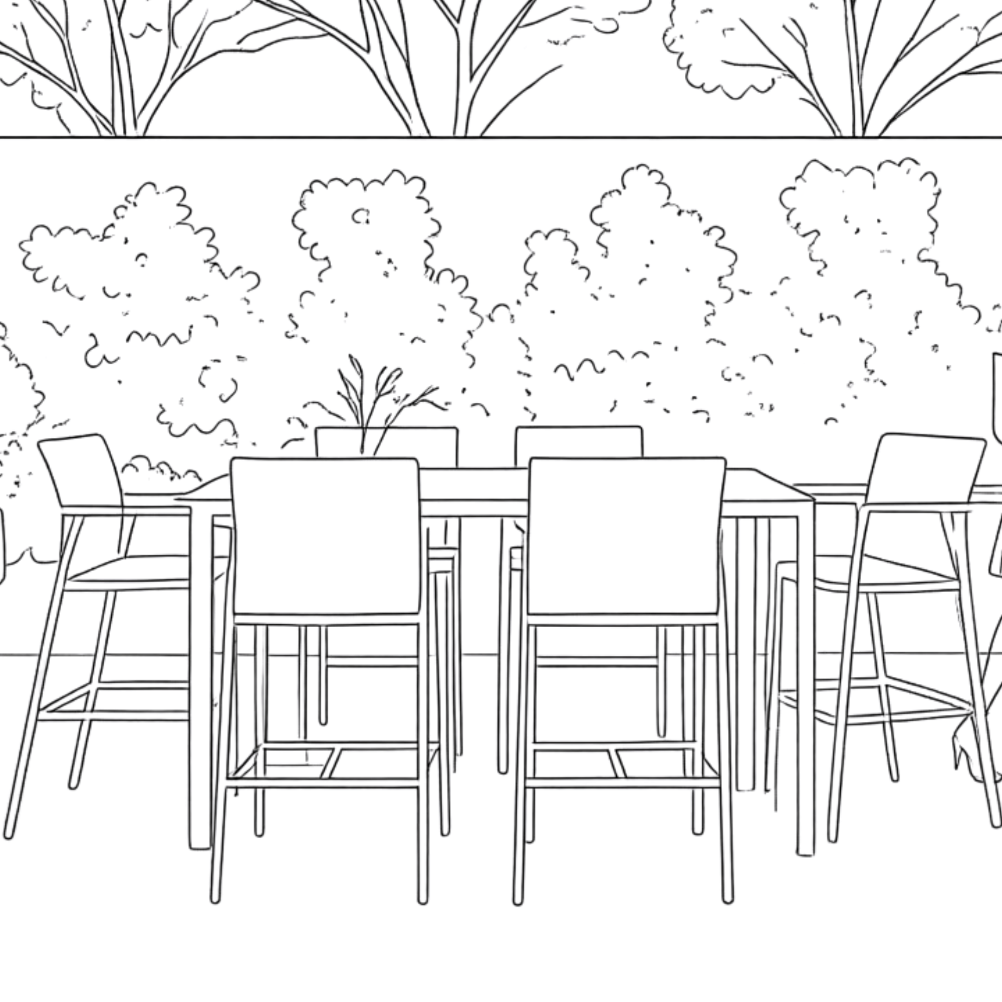 Memphis & Bronte 140x90cm 7pce Bar Setting - White/Wood-look/Taupe