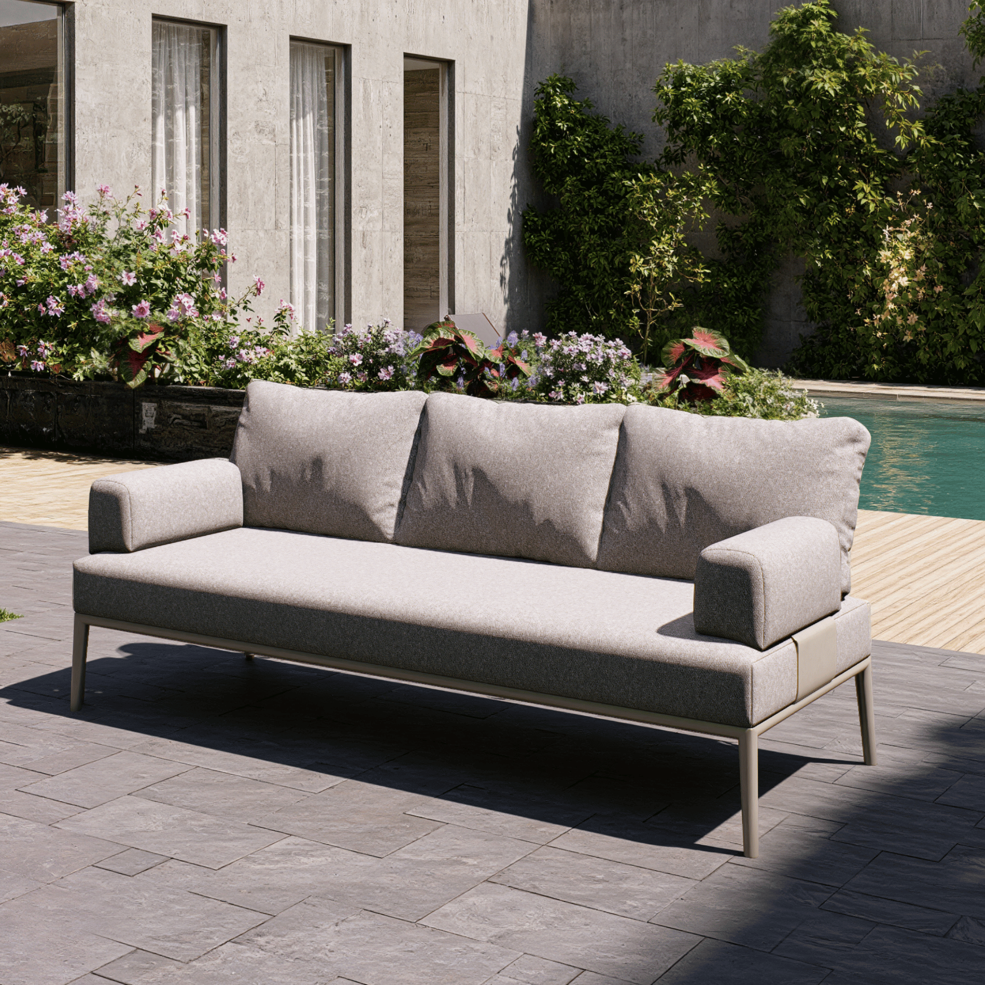 Milan Modular 3-seater Lounge Chair (2 armrests) - Cream