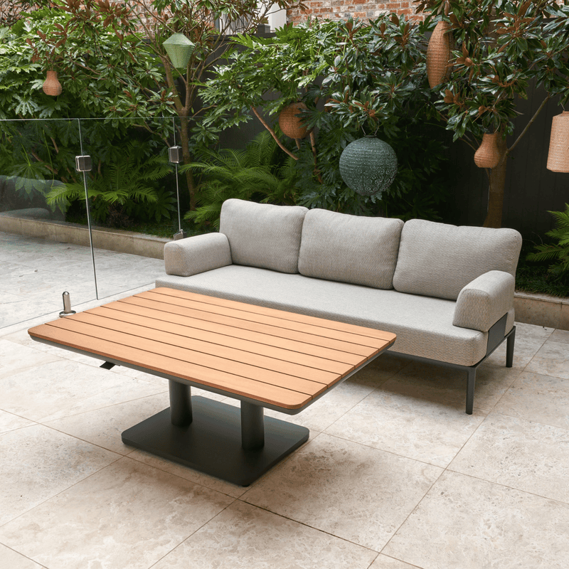 Milan outdoor three-seater lounge with Pinehurst pop-up table - modular