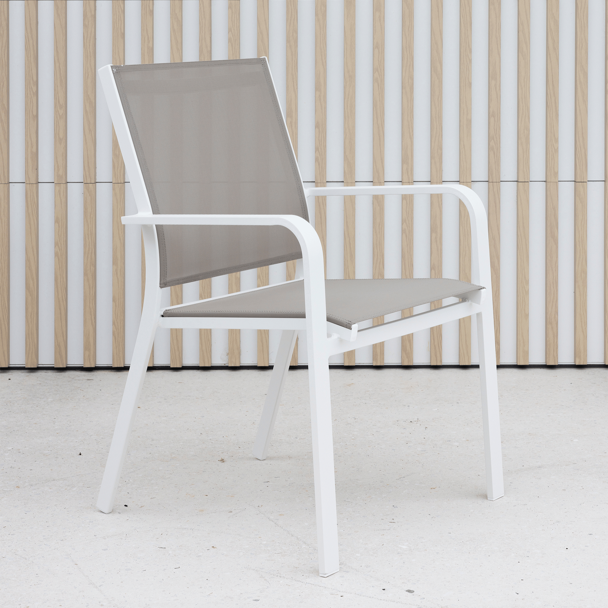 Mons Sling Outdoor Dining Chair - White/Taupe