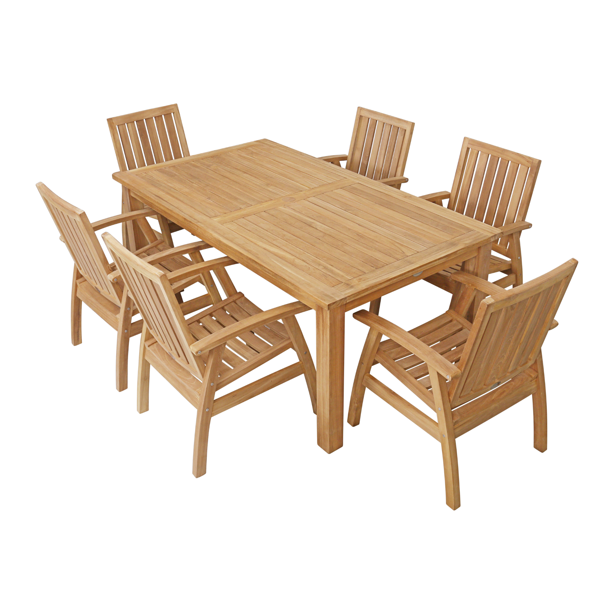 Montego teak table with Flinders teak chair - 7pce outdoor dining setting