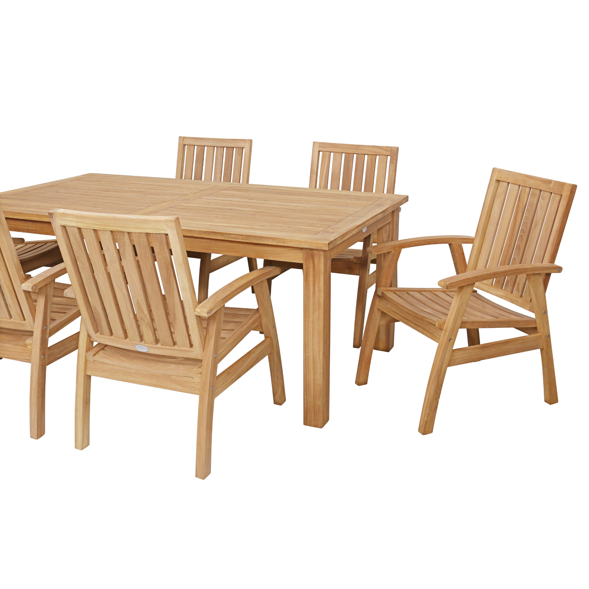 Montego teak table with Flinders teak chair - 7pce outdoor dining setting